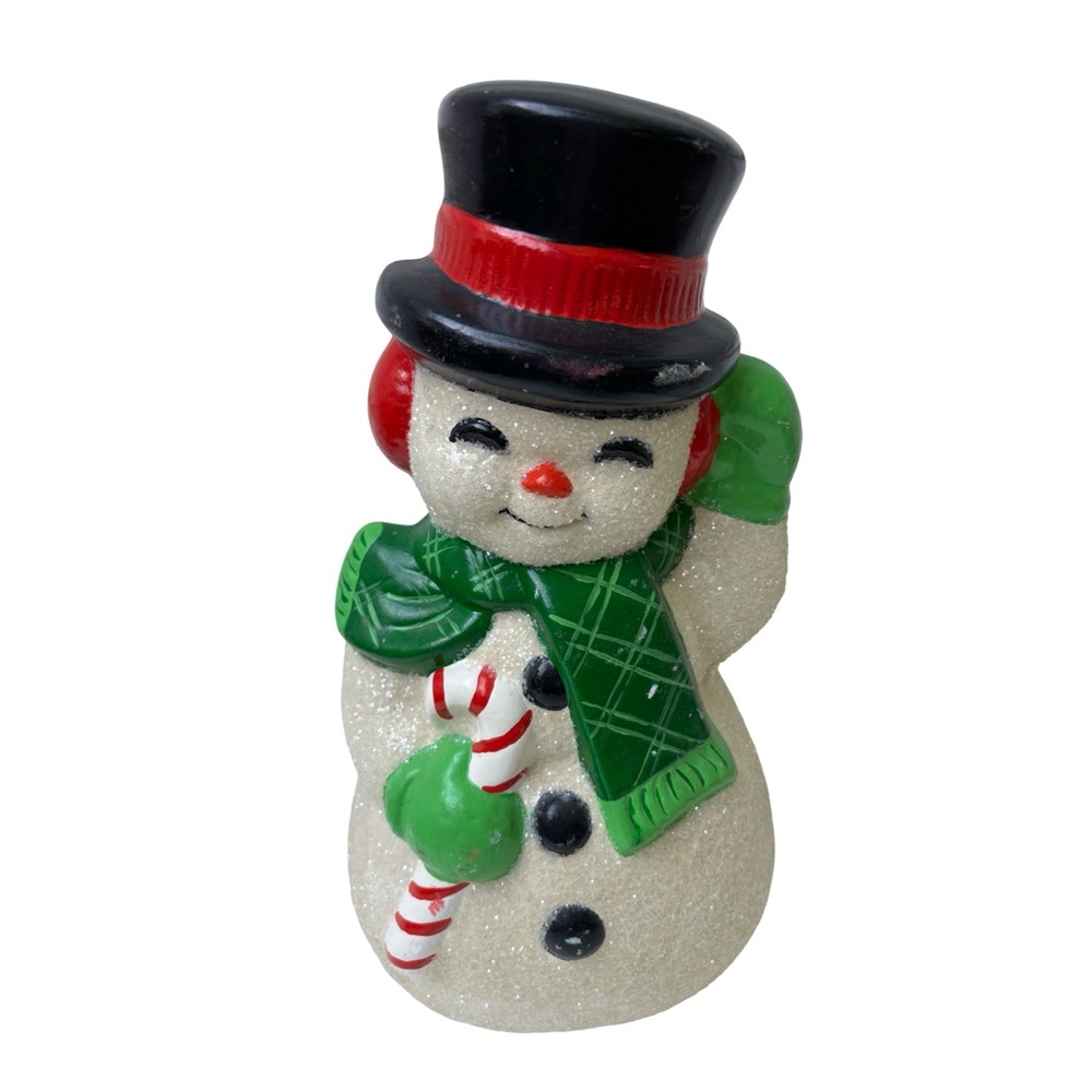 Vintage Ceramic‎ Glitter Snowman Holiday Decor